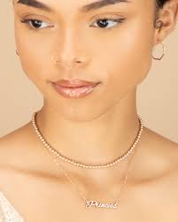 STERLING SILVER BEADED necklace • dainty necklace for layering • water  resistant • gold rose gold • bridesmaid gift bridal jewelry • NEBP2AF