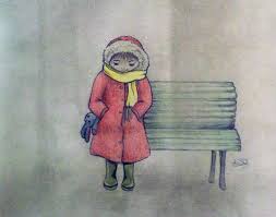 A transit agency official measures the distance between the edge of a shelter and the curb, using a measuring wheel, to determine if enough clearance is available for riders who use wheelchairs to board and alight the bus. Waiting Drawing Color Rain Bench Bus Stop Scarf Red Rabbit Girl Toy Lisa Luison Bus Drawing Drawings Aurora Sleeping Beauty