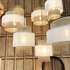Abat jour pour lampe a poser sur cdiscount ! Suspension Cannage Rotin Naturel Tissu Blanc Cassie D 30 Cm