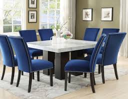 The dining chair is simple. Steve Silver Cm540pt Camila Square Dining Room Set With Blue Chairs
