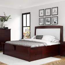 Our aluminum shield front doors fuse the elegance of pristine wood from inside of the house combined with the sleek durability of high quality metal from the exterior side of the door to make your front entrance more resistant to harsh weather conditions. Vindemia Contemporary Style Solid Mahogany Wood Storage Platform Bed