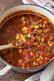 Hamburger Soup Recipe This Tasty Ground Beef Vegetable Soup Is Loaded With Potatoes Meat And Ve Soup With Ground Beef Beef Soup Recipes Easy Hamburger Soup