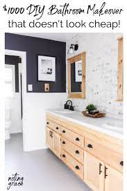 The gray wet cement colored wall is so striking with. 1000 Diy Bathroom Makeover That Doesn T Look Cheap Noting Grace