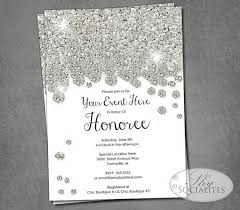 Silver Glitter Diamonds Invitation Silvery Glittery Etsy Diamond Invitations Wedding Invitations Bling Bridal Showers
