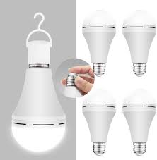 4 Pack Emergency Rechargeable Light Bulb Stay Lights Up When Power Failure 1200mah 15w 80w Equivalent Led Light Bulbs For Home Camping Tent E27 With Hook Daylight Amazon Com