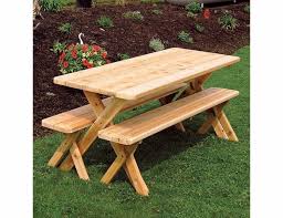 It's a simple way to expand your home's living space, just add seating to your backyard, patio or porch. Cross Legged Cedar Wood Picnic Table With Two Benches