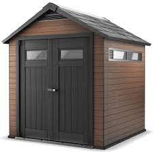 How about leveling sand or something like that? Log Cabin Garden Shed Composite Wood Effect Recycled Plastic Double Door Secure Keter Plastic Storage Sheds Wood Storage Sheds Plastic Sheds