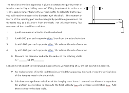 Solved Physics Lab Torque Moment Of Inertia Below Is