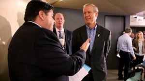 On february 15, 2018, 06:54:42 pm Gov Bruce Rauner J B Pritzker Clash At Agriculture Forum Over Trump Policies Chicago Tribune