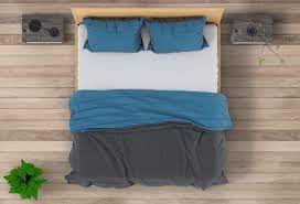 Top View Of Interior Bedroom 3d Render Bedroom Interior Bed Top View Interior Design Plan