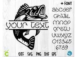 Download Bass Fish Split Monogram Svg Fishhook By Creative Studio On Zibbet