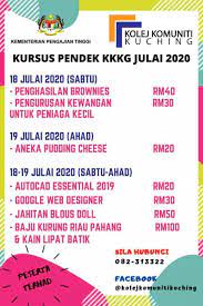 Kolej komuniti kuching main campus is located in kuching, sarawak. Kolej Komuniti Kuching Kursus Pendek Bulan Julai Di Kolej Komuniti Kuching Jangan Lepaskan Peluang Untuk Mendaftar Sijil Penyertaan Akan Diberikan Pendaftaran Bermula Pada Pukul 8 30 Pagi