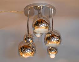 Round Vintage Space Age Six Light Chrome Ball Ceiling Light Fixture Flush Mount For Sale At 1stdibs