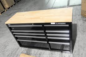 Each row features an adjustable shelf for the ultimate in versatility. Mclemore Auction Company Auction Tools Cabinets Jacks Lawn Garden And Patio Furniture Item Husky 10 Drawer Tool Chest With Caster And Hard Wood Top