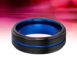 Mens Black And Blue Wedding Band Tungsten Ring Black Wedding Band 8mm Tungsten Carbide Black Blue Ring Mens Wedding Band Man Engageme Black Wedding Band Black Tungsten Rings Mens Wedding Rings