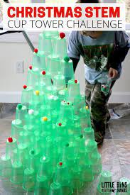 Christmas Cup Tower Challenge Little Bins For Little Hands Christmas Stem Activities Christmas Stem Christmas Activities For Kids