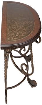 Ashley Furniture Signature Design Rafferty Sofa Table Traditional Style Entertainment Console Table Semi Circle Dark Brown Sofa Table Sofa Ashley Furniture