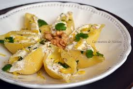 Conchiglioni Farcis Au Chevre Et Noix Sauce Au Beurre Citronne A La Coriandre Conchiglioni Farci Beurre Citronne Conchiglioni