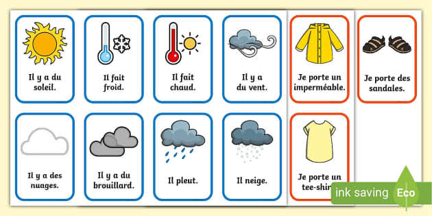 👉 French Weather and Clothes Matching Cards