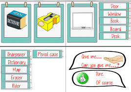 4 1 Classroom Objects Flashcards And Give Me Speech Bubbles Flashcards Give It To Me Classroom