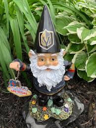 Vegas Golden Knights Garden Gnomes Las Vegas Hockey Yard Ornaments Vegas Hockey Fan Outdoor Statue Gnome Statues Vegas Golden Knights Gnome Gift