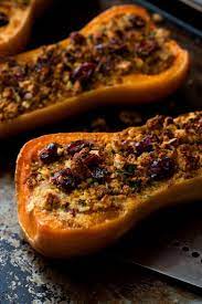 Twice Baked Butternut Squash With Cashew Cheese Walnuts And Cranberries Recipe Recipe Nyt Cooking Baked Squash Baked Butternut Squash