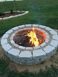 How deep does it need to be? Fire Pit Made From Bricks Grout Gravel And Retaining Wall Blocks Outside Fire Pits Diy Outdoor Fire Pit Ideas Fire Pit