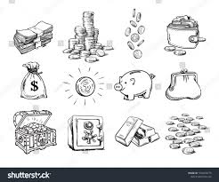 Sketch Of Finance Money Set Sack Of Dollars Stack Of Coins Coin With Dollar Sign Treasure Chest Stack Of Bills Fall In 2020 Bank Safe Money Tattoo Finances Money