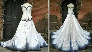 Black And Blue Wedding Dress A White Black And Blue Wedding Dress Blue Wedding Dresses Dresses Victorian Dress