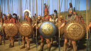 Although not the shape of their classic shield, many brooches of this shape survive from antiquity. Chalkaspidai The Bronze Shield Phalanx