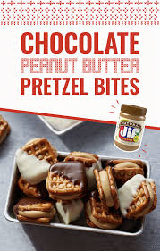 Salty And Sweet This Delicious Recipe Made With Jif Peanut Butter Is A Holiday Treat They A Peanut Butter Pretzel Bites Peanut Butter Pretzel Dessert Recipes