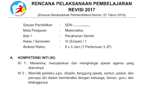 Rpp Matematika Kelas 4 Semester 1 Dan 2 Kurikulum 2013 Revisi 2018 Materiku