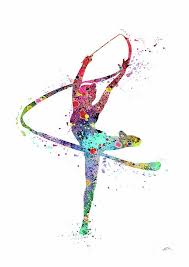 Home Decor Digital Art Rhythmic Gymnastics Print Sports Print Watercolor Print Dancer Girl By Svetla Tan Sports Prints Rhythmic Gymnastics Gymnastics Posters