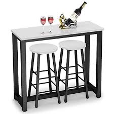 Maybe you would like to learn more about one of these? Tribesigns 3 Piece Pub Table Set Counter Height Breakfast Bar Dining Table With Stools Set For Kitchen Dining Room Living Room Small Space White Buy Online In French Guiana At Frenchguiana Desertcart Com Productid