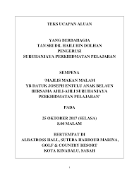 Yakni merupakan salah satu jenis teks yang di dalamnya berisikan sebuah paparan mengenai tujuan, proses, dan juga hasil. Https Www Spp Gov My Images Pdf Koleksiteksucapan Teks Ucapan Aluan Ts Pengerusi Majlis Makan Malam Ybm Dan Asj Sabah Pdf