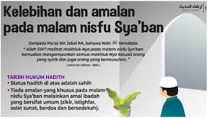 Malam nisfu sya'ban, maka hidupkanlah dengan salat dan puasalah pada siang harinya, sesungguhnya allah. Kelebihan Malam Nisfu Sya Ban Amalan Yang Digalakkan