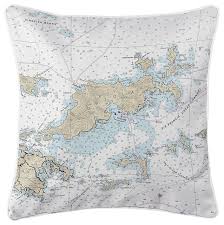 Tortola Bvi Nautical Chart Pillow