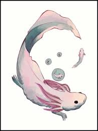 axolotl growth art print by ruhefuchs