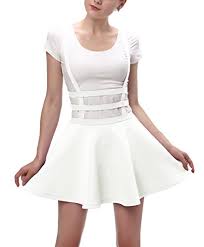 Urban Coco Womens Elastic Waist Pleated Short Braces Skirt