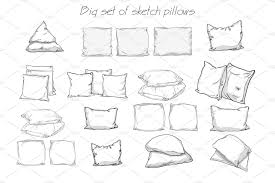 Big Set Of Sketch Pillows Pillow Drawing Pictogram Design Drawing Illustrations