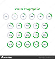 Set Pie Chart Infographic Elements 100 Percents Stock