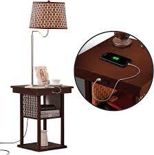 Shop for bedside table lamps at bed bath & beyond. Amazon Com Brightech Madison Narrow Nightstand With Built In Lamp Usb Port Shelves For Bedrooms Mid Century Modern End Table Attached Floor Lamp For Living Room Side Table Reading