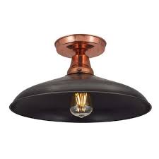 Vintage Industrial Flush Mount Ceiling Light With A Copper Holder Flush Mount Ceiling Lights Ceiling Lights Copper Lighting