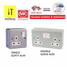 Working to meet your electric. 13a Mk Electrical Switch Socket Metal Box 1 Gang Or 2 Gang Shopee Malaysia