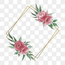 Golden Frame With Watercolor Peony Flower Decoration Background Pattern Flower Png And Vector With Transparent Background For Free Download Flower Frame Png Flower Invitation Card Flower Illustration