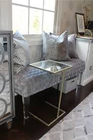 Velvet Tufted Bench And Mirror Side Table Modern Home Office New York By Sublime Styling Design