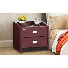 The bedside table with drawers provides extra convenience to store books, medicines, etc and the platform at top of bed side tables for bedroom is very well suited for placing night lamps, phones. Bedroom Side Table Dark Wood Novocom Top