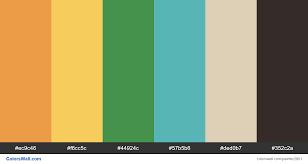 Ecommerce Store Website Color Scheme Hex Colors Ec9c46 F6cc5c 44924c 57b5b6 Ded0b7 352c2a Brand O Website Color Schemes Color Schemes Color Coding