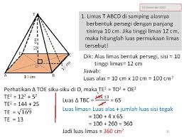 Luas permukaan prisma = (2 x luas belah ketupat) + (keliling belah ketupat x tinggi prisma) Prisma Dan Limas 23 November 2020 Bersama Mr