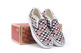Black And White Custom Vans Slip Ons Vans Custom Made Supreme 666 Checkerboard Slip On Vs411 Vans Slip On Black Vans Checkered Shoes